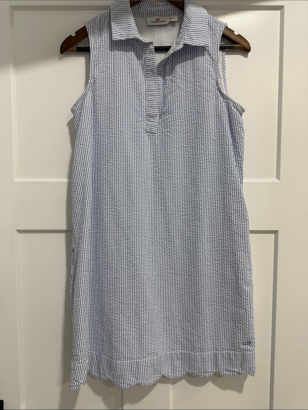 Vineyard Vines Blue and White Seersucker Polo Mini Dress